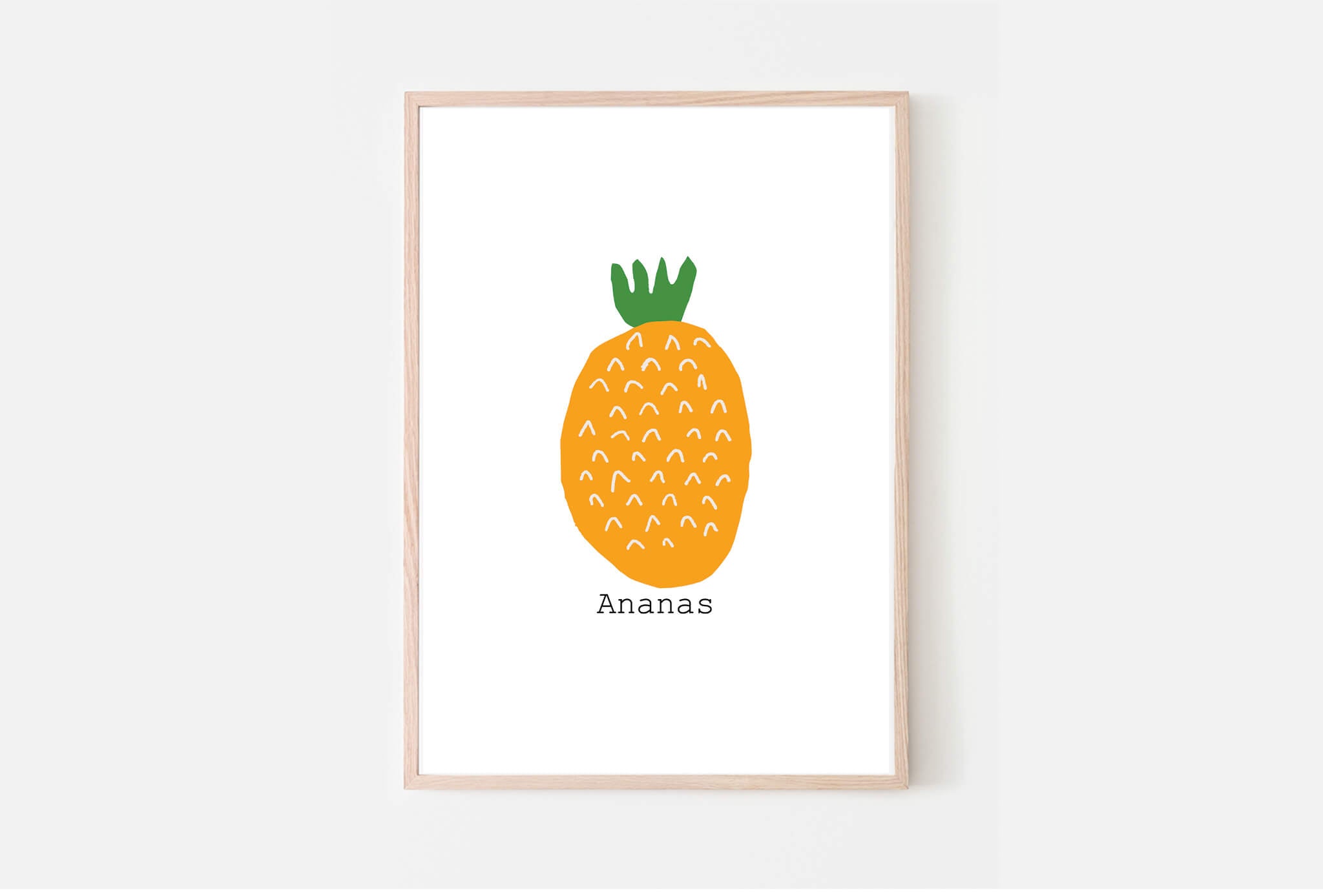 Ananas -  הדפס לקיר קנבס או נייר - כתום - אננס - Pineapple