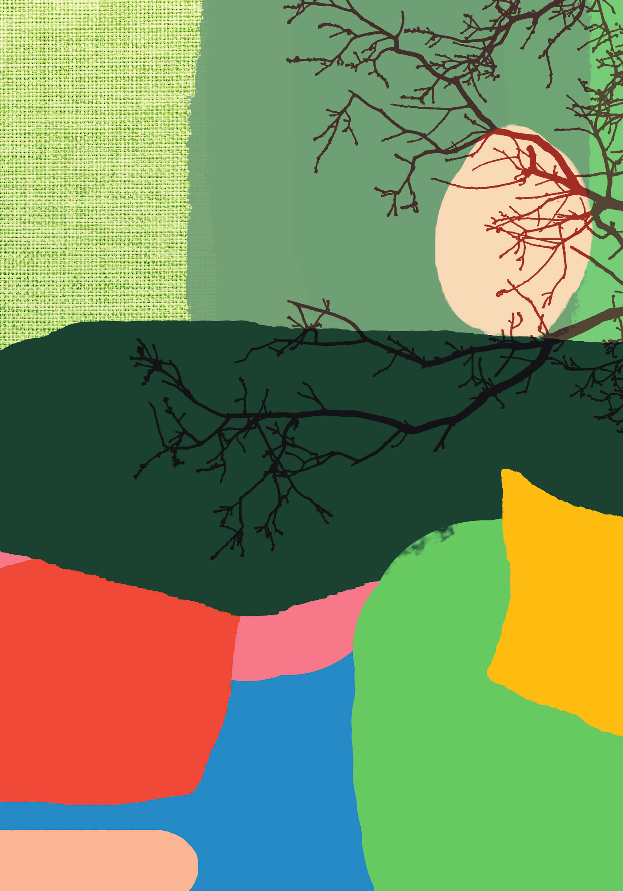 Colorful Garden 2 - הדפס לקיר קנבס או נייר - אבסטרקטי - גינה צבעונית