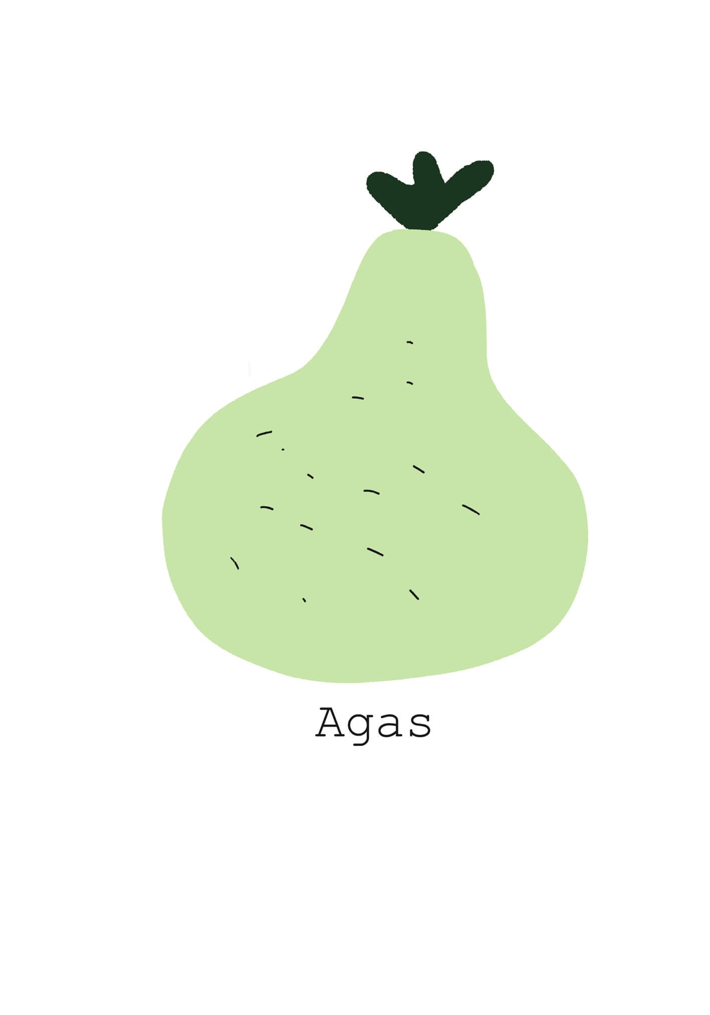 agas - הדפס לקיר קנבס או נייר - ירוק - אגס