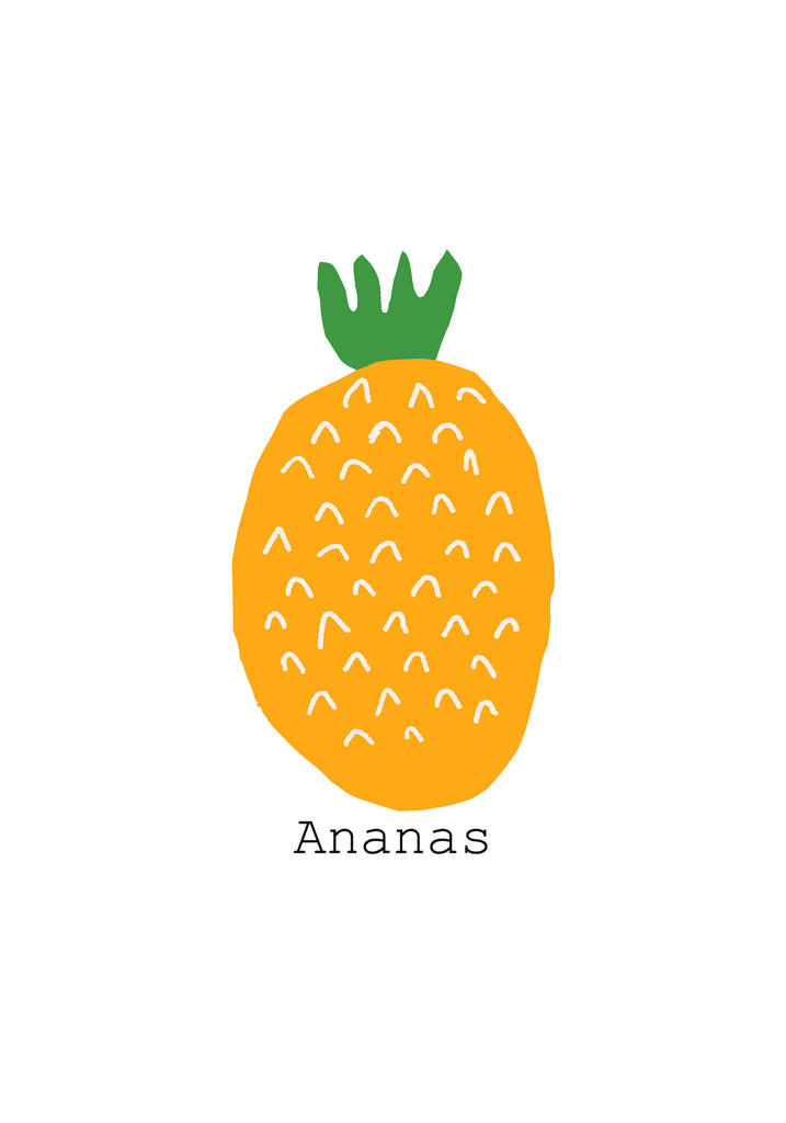 Ananas -  הדפס לקיר קנבס או נייר - כתום - אננס - Pineapple